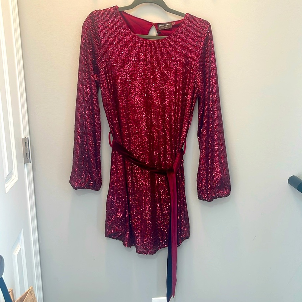 Red sequin dress